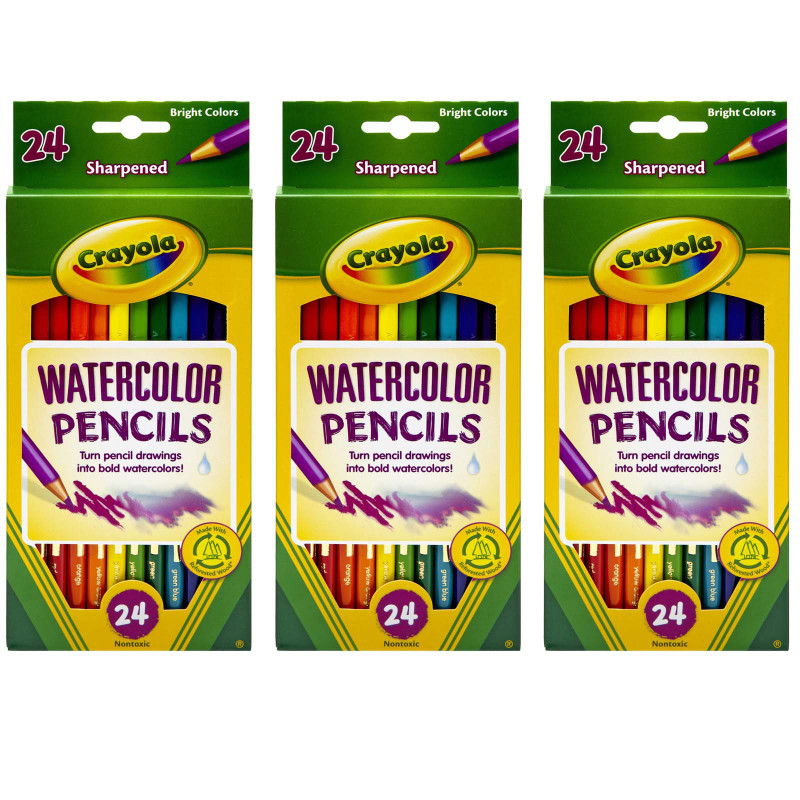 Watercolor Pencils, 24 Per Box, 3 Boxes