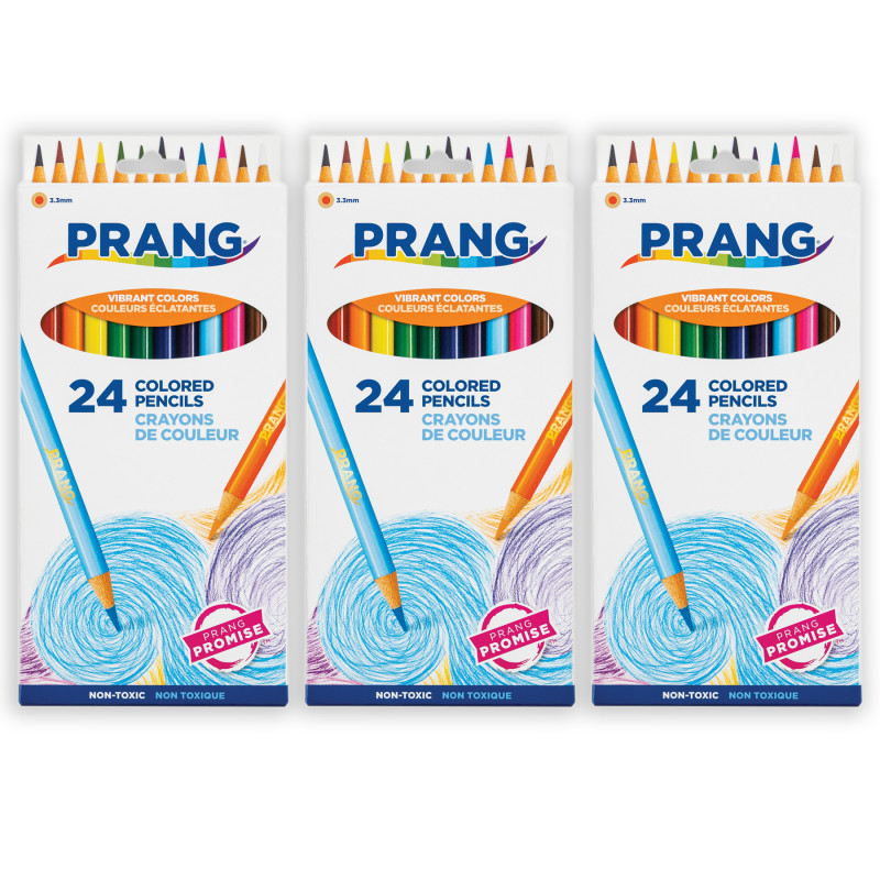 Thick Core Colored Pencils, Assorted Colors, .3 mm core, 24 Per Pack, 3 Packs
