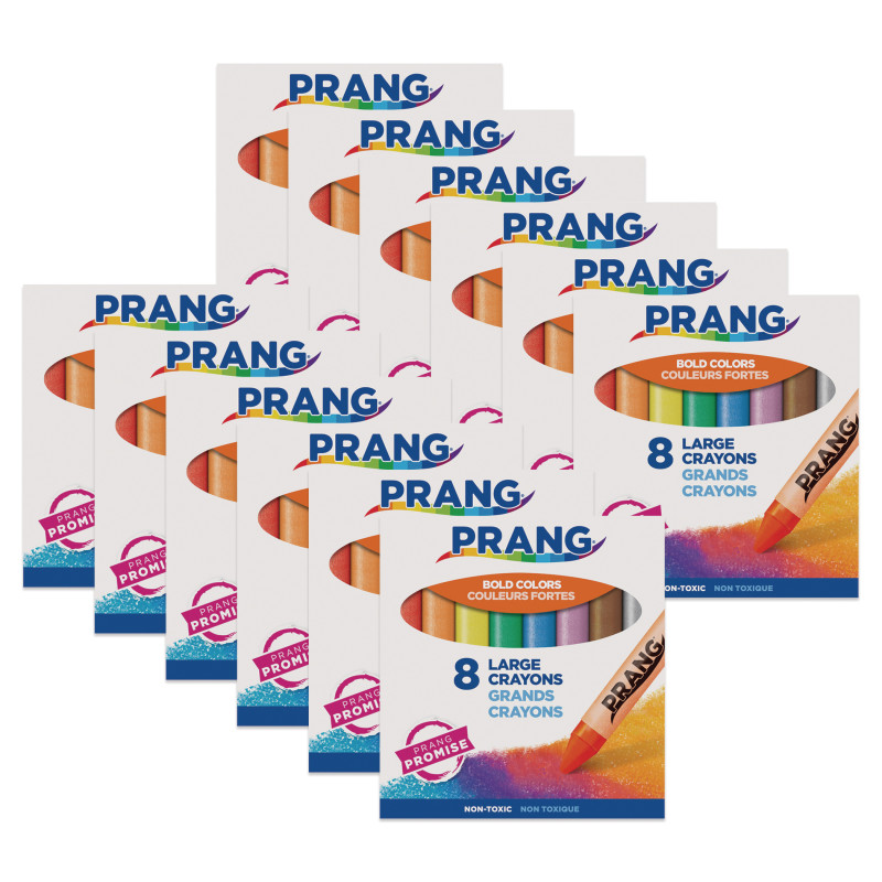 Crayons, Large, Lift Lid Box, 8 Colors Per Box, 12 Boxes