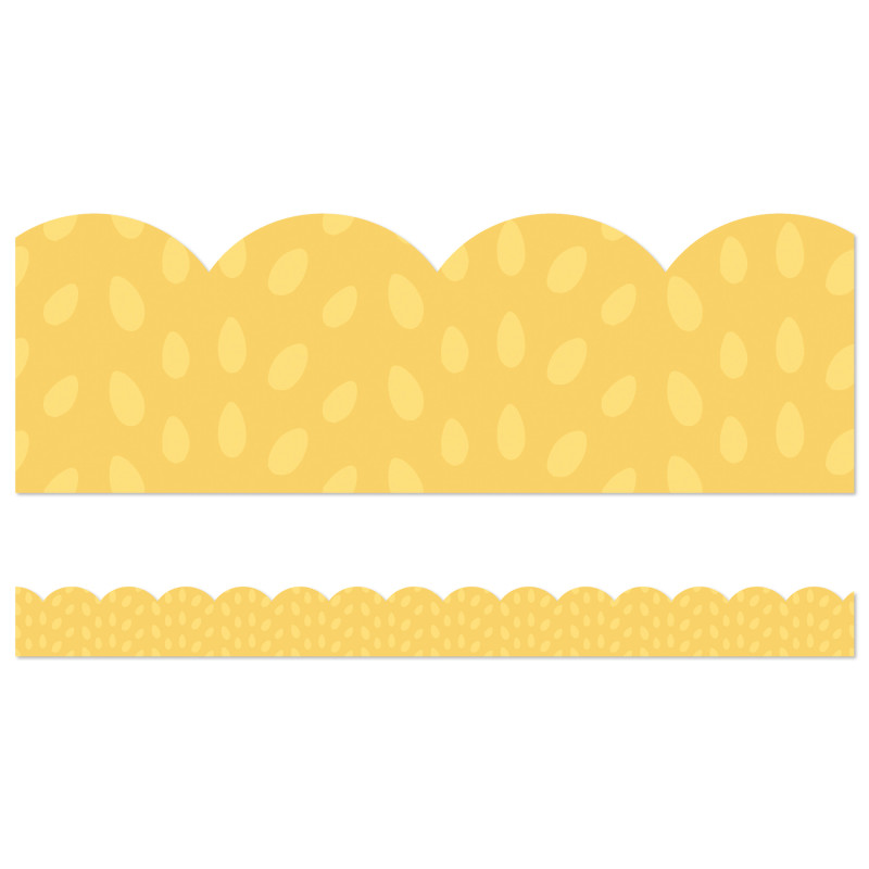 Grow Together Yellow with Painted Dots Scalloped Borders, 39 Feet