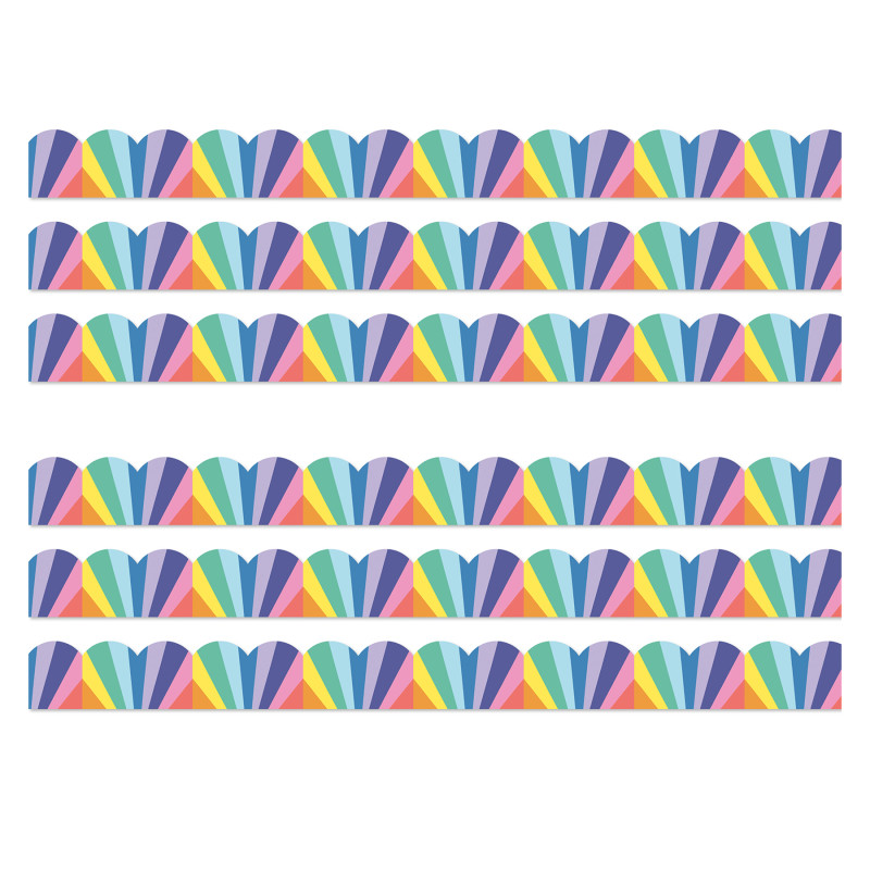 We Stick Together Rainbow Burst Scalloped Bulletin Board Borders, 39 Feet Per Pack, 6 Packs