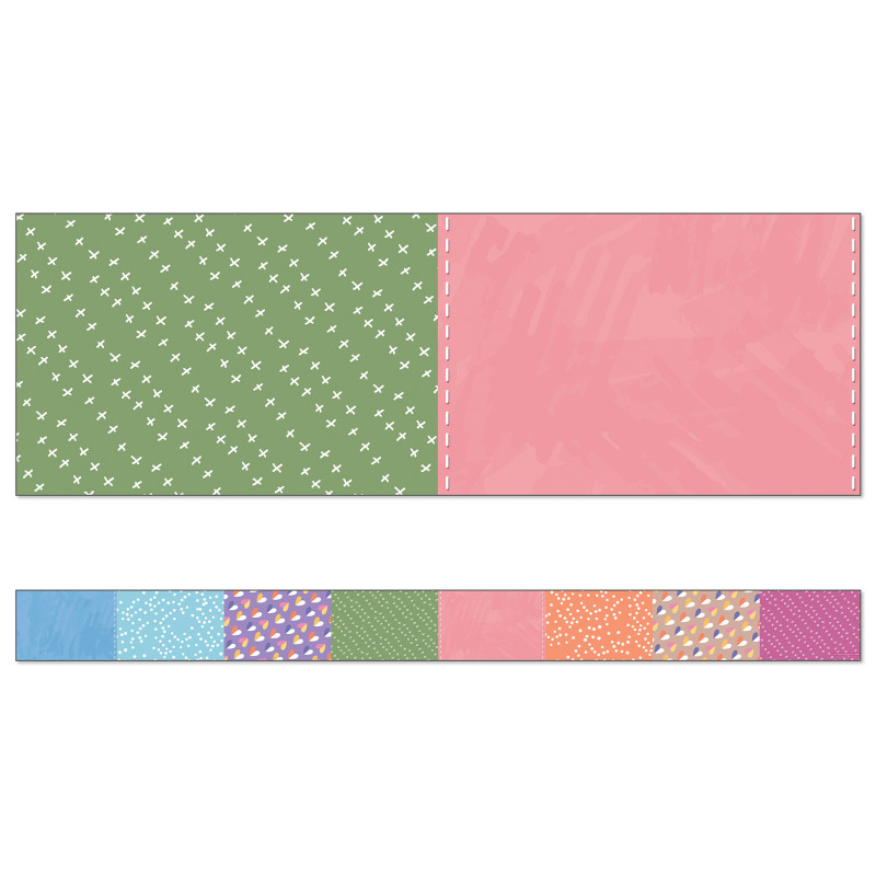 Crafty and Cool Patchwork Straight Bulletin Board Borders, 36 Feet