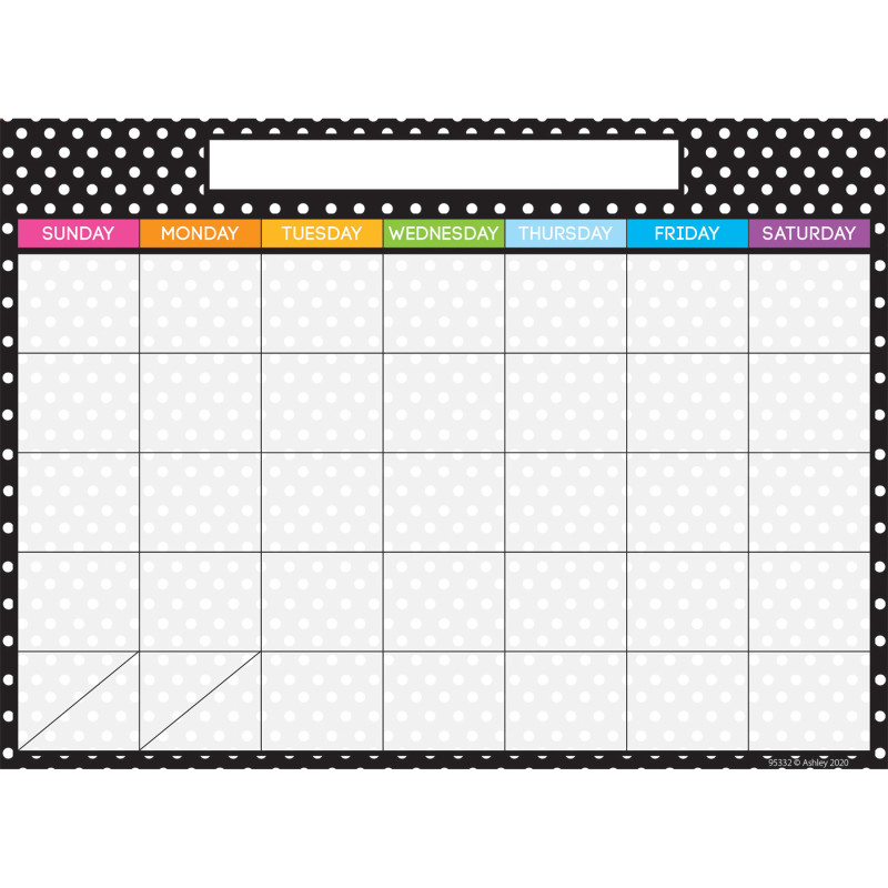 Smart Poly PosterMat Pals Space Savers, 13'' x 9-1/2'', BW Dots Calendar