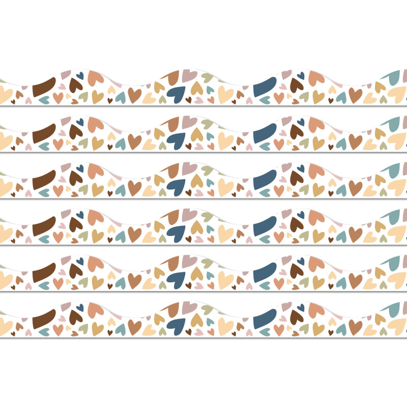 Magnetic Scallop Border, 12'' x 1'', Everyone Is Welcome Hearts, 12 Feet Per Pack, 6 Packs