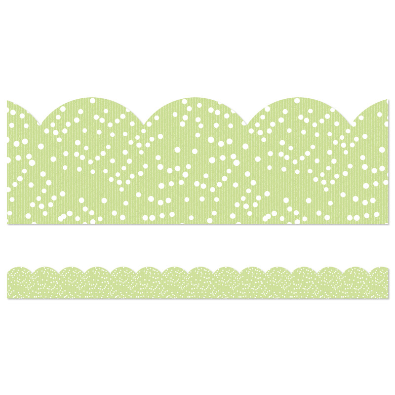 Crafty and Cool Light Green with Dots Scalloped Bulletin Board Borders, 39 Feet