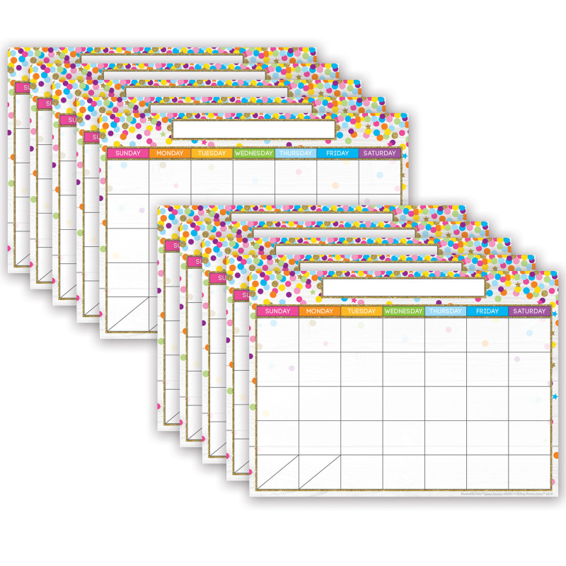 Smart Poly PosterMat Pals Space Savers, 13'' x 9-1/2'', Calendar Confetti Style, Pack of 10