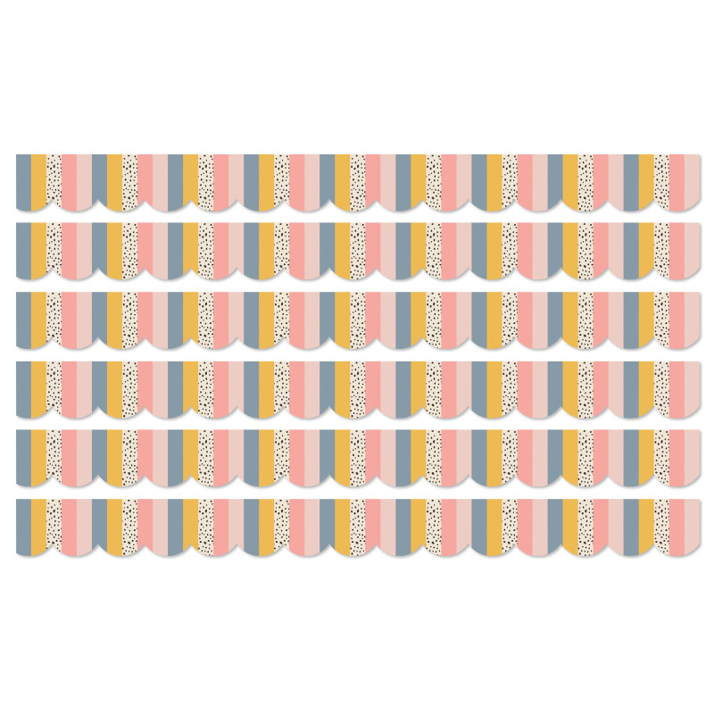 We Belong Stripes Scalloped Borders Per Pack, 39 Feet Per Pack, 6 Packs
