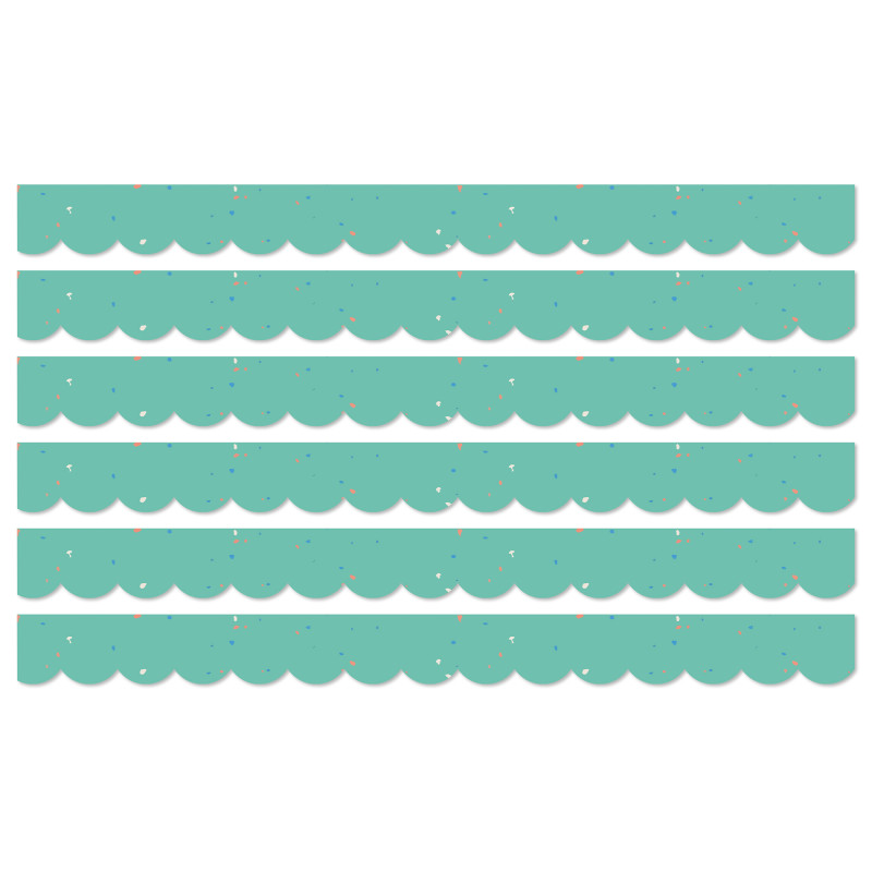 We Belong Speckled Teal Scalloped Borders Per Pack, 39 Feet Per Pack, 6 Packs