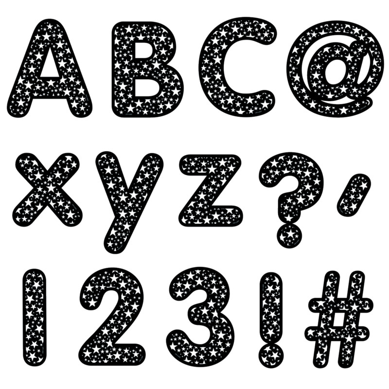 Core Decor Stars on Black Designer Letters, 206 Pieces
