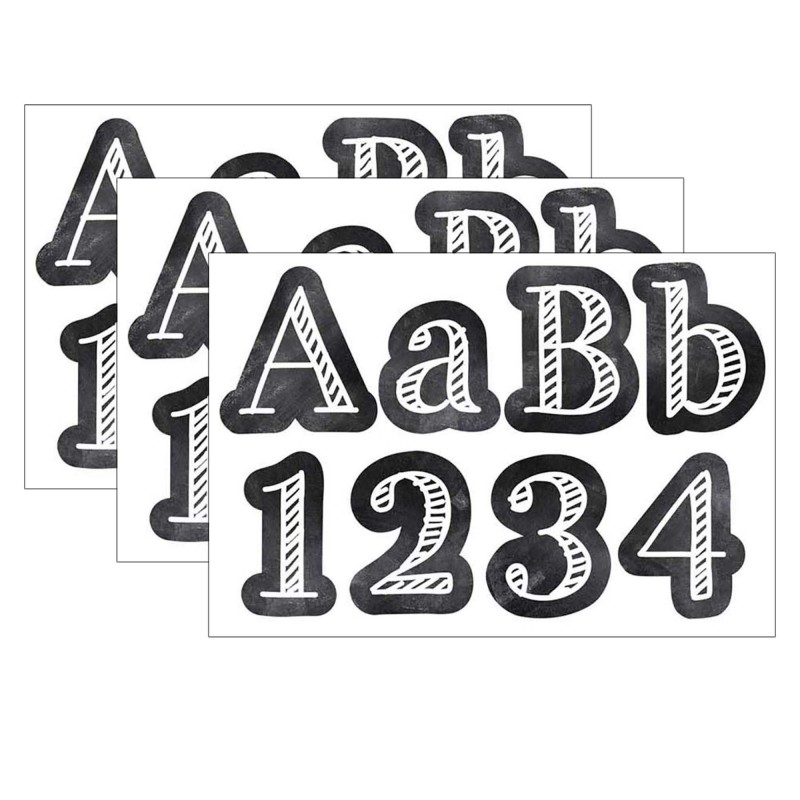 Chalk It Up! Chalkboard 4'' Designer Letters, 211 Per Pack, 3 Packs