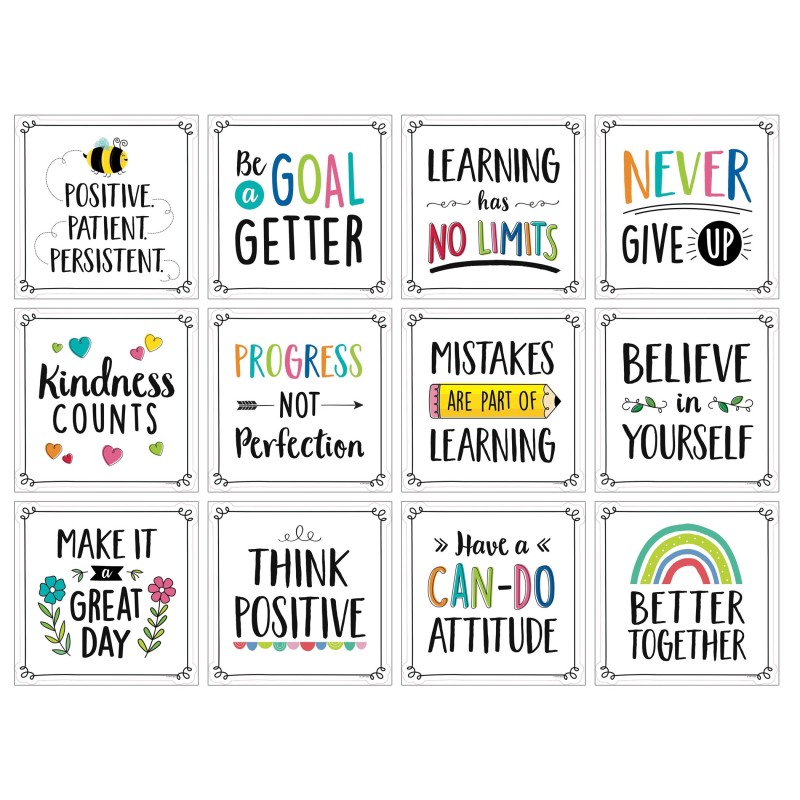 Positive Mindset 10'' Designer Cut-Outs, Pack of 12