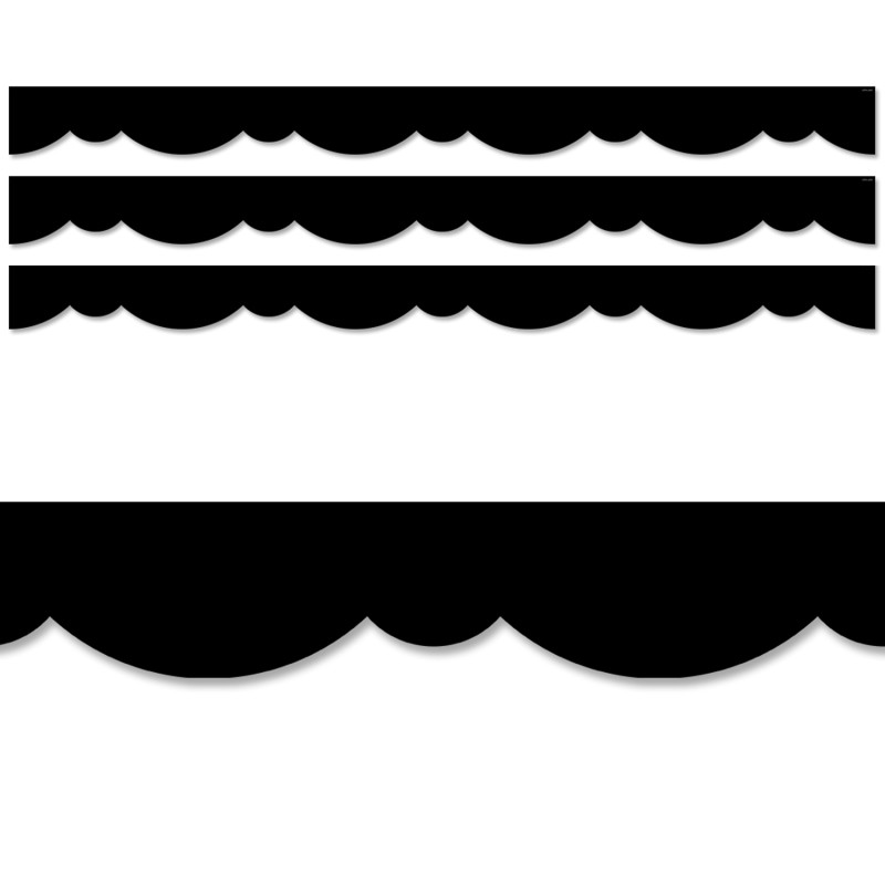 Core Decor Black Stylish Scallops EZ Border, 48 Feet Per Pack, 3 Packs