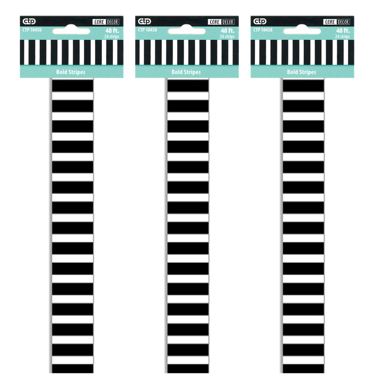 Core Decor Bold Stripes EZ Border, 48 Feet Per Pack, 3 Packs