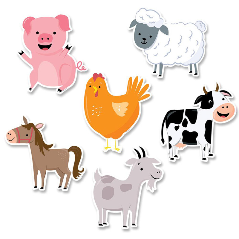 Farm Friends 6'' Designer Cut-Outs, Pack of 36