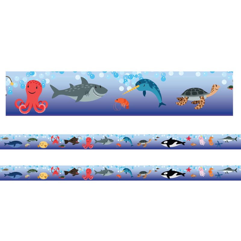 Borders/Trims, Magnetic, Rectangle Cut - 1-1/2'' x 24'', Sea Life Theme, 24' per Pack, 2 Packs