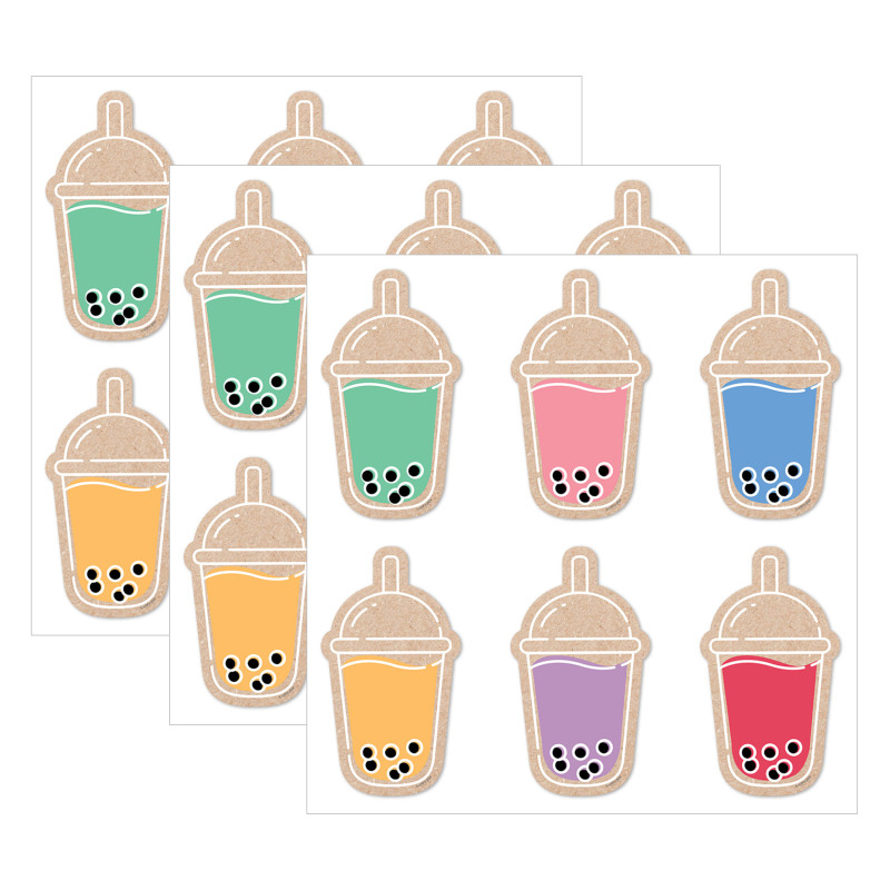 Krafty Pop! Boba Cups 6'' Designer Cut-Outs, 36 Per Pack, 3 Packs