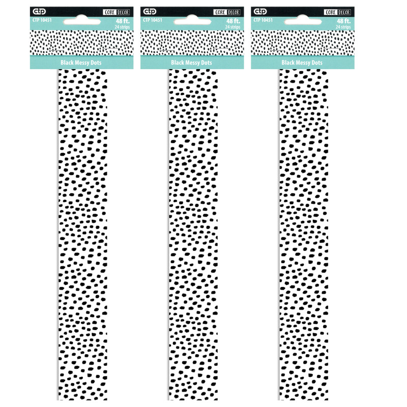 Black Messy Dots EZ Border, 48 Feet Per Pack, 3 Packs