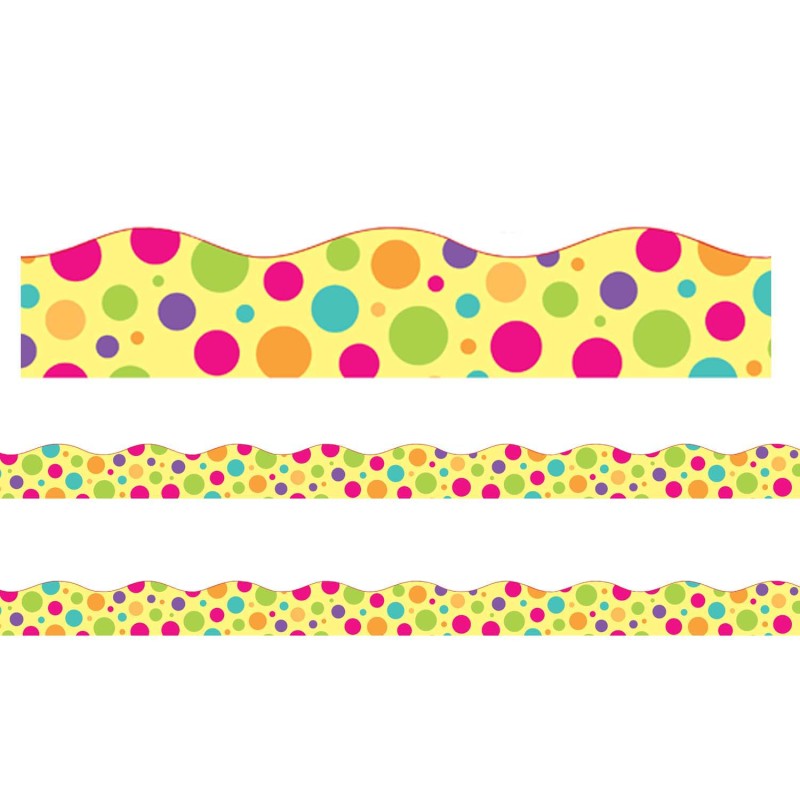 Borders/Trims, Magnetic, Scallop Cut - 1-1/2'' x 24'', Colorful Dot Theme, 24' per Pack, 2 Packs
