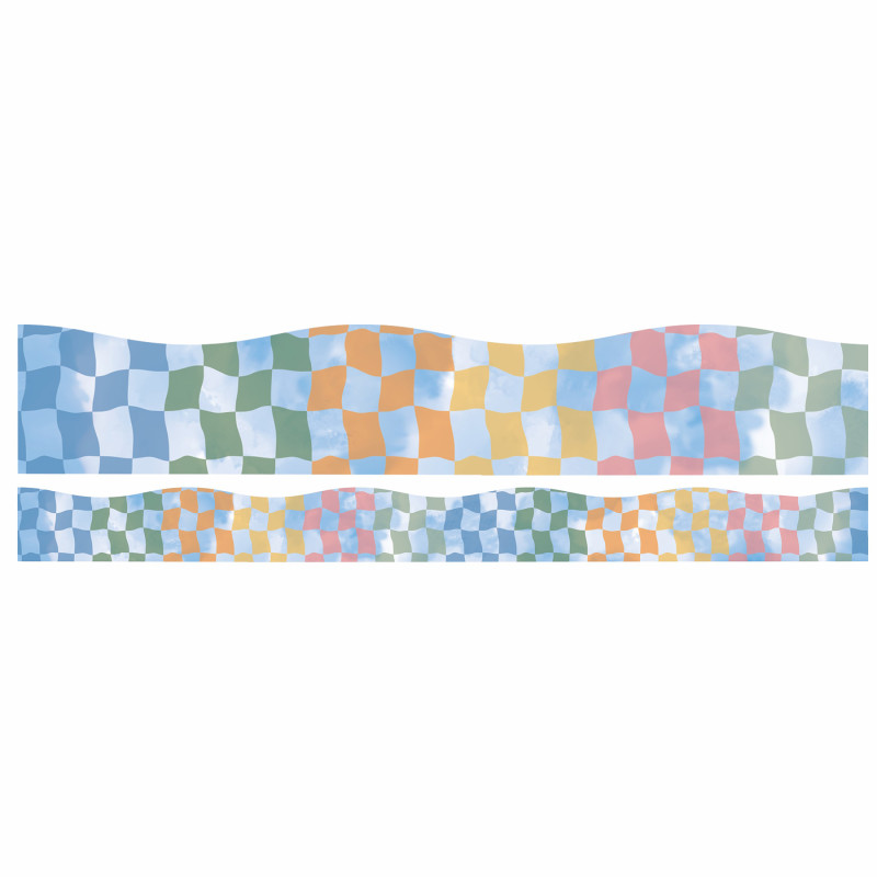 Rainbow Checkered Sky Extra Wide Deco Trim, 37 Feet