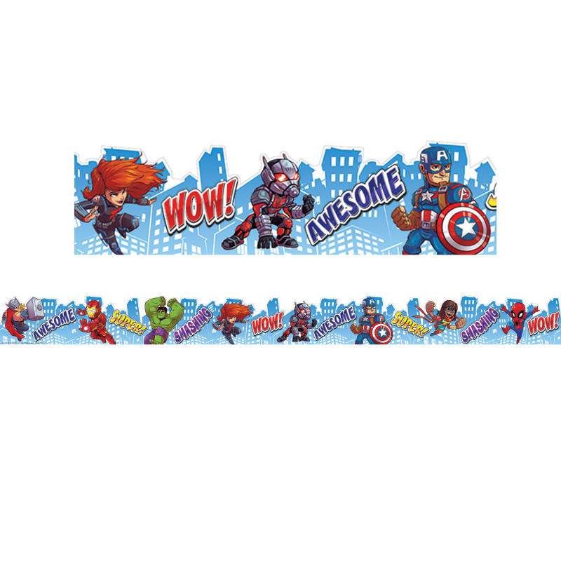 Marvel Super Hero Adventure City Scape Deco Trim Extra Wide Die Cut, 37 Feet