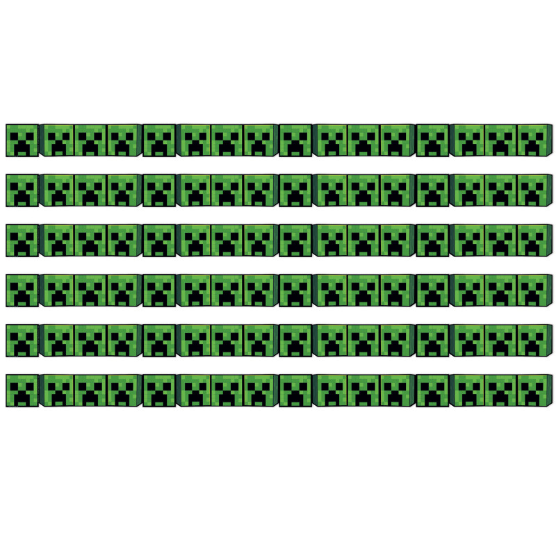 Minecraft Creeper Lineup Wide Trim, 37 Feet Per Pack, 6 Packs
