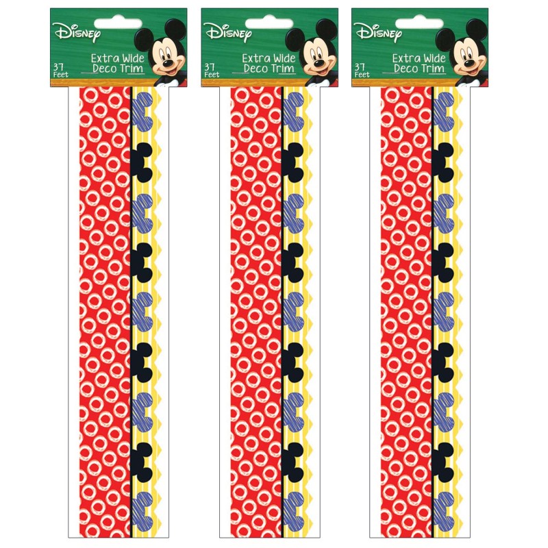 Mickey Color Pop! Peeking Head Extra Wide Deco Trim, 37 Feet Per Pack, 3 Packs
