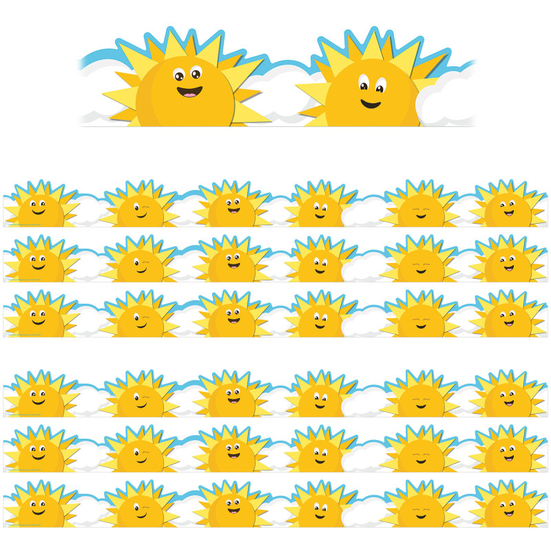 Growth Mindset Sun & Clouds Deco Trim Extra Wide Die-Cut, 37 Feet Per Pack, 6 Packs