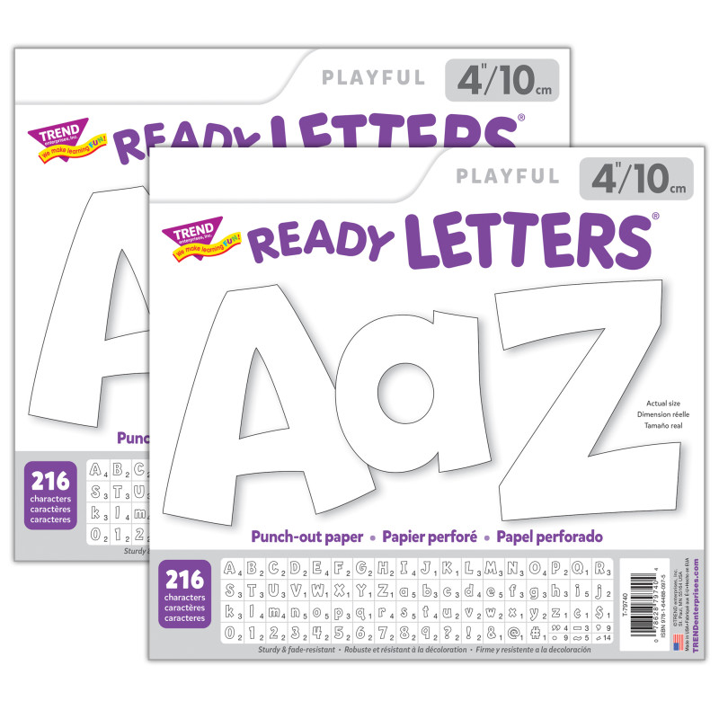 White 4'' Playful Combo Ready Letters, 216 Pieces Per Pack, 2 Packs