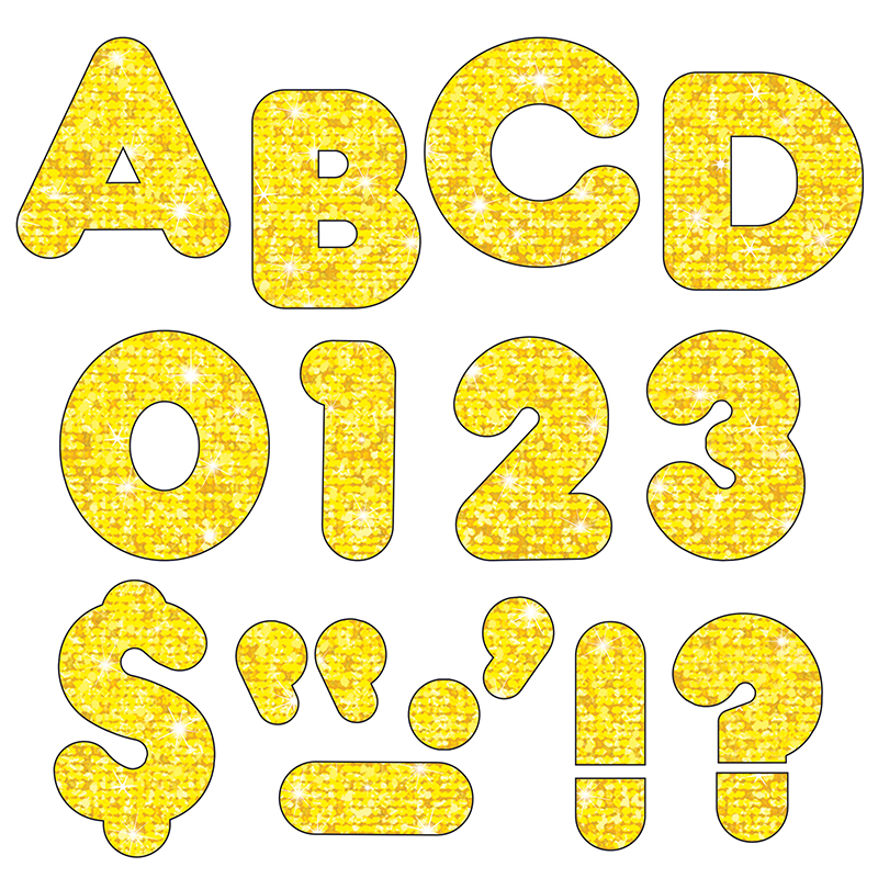 Yellow Sparkle 4'' Casual UC Ready Letters