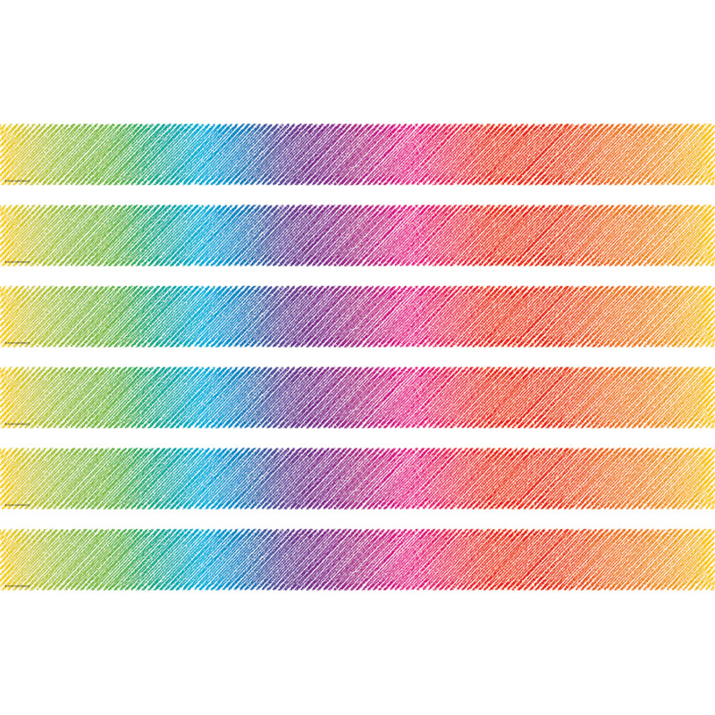 Colorful Scribble Straight Border Trim, 35 Feet Per Pack, 6 Packs