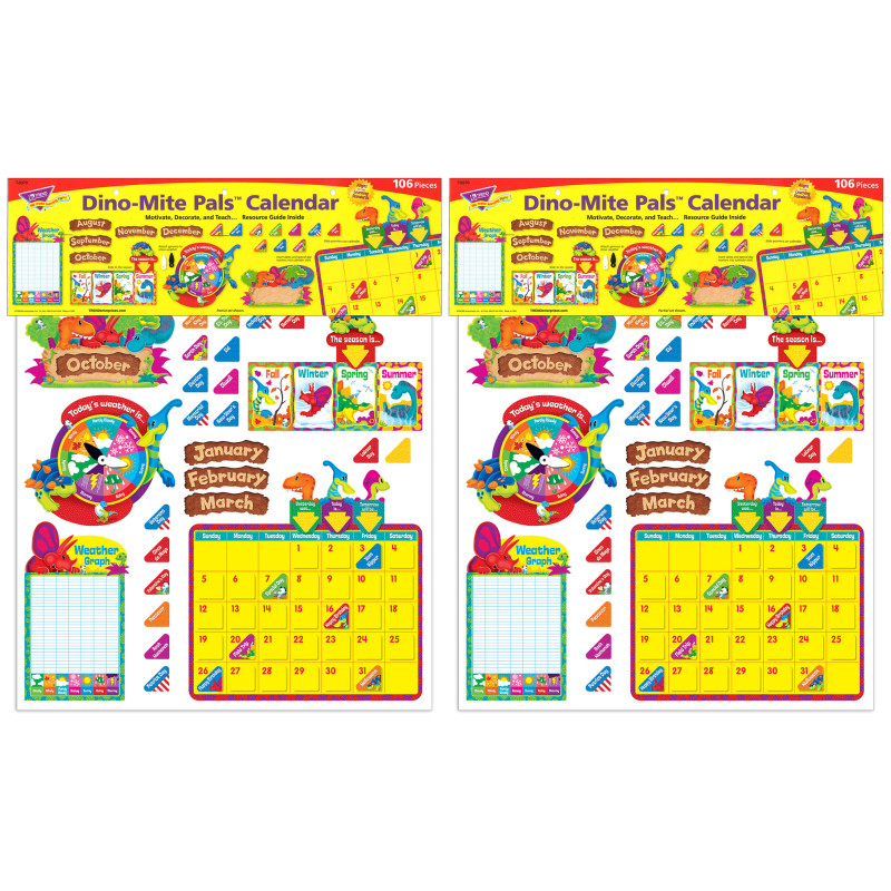 Dino-Mite Pals Calendar Bulletin Board Set, 2 Sets