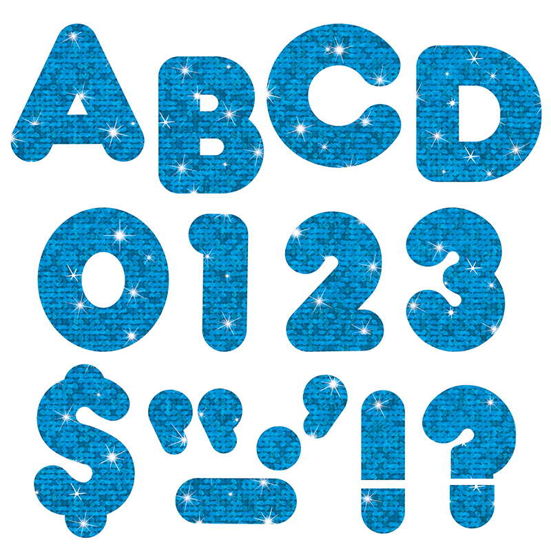 Blue Sparkle 4'' Casual UC Ready Letters