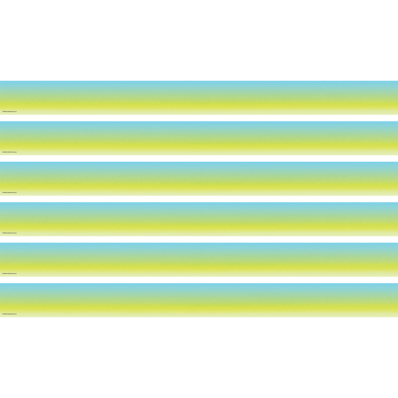 Aqua and Lime Color Wash Straight Border Trim, 35 Feet Per Pack, 6 Packs