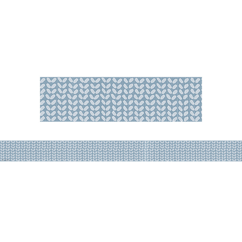 Classroom Cottage Blue Petals Straight Border Trim, 35 Feet