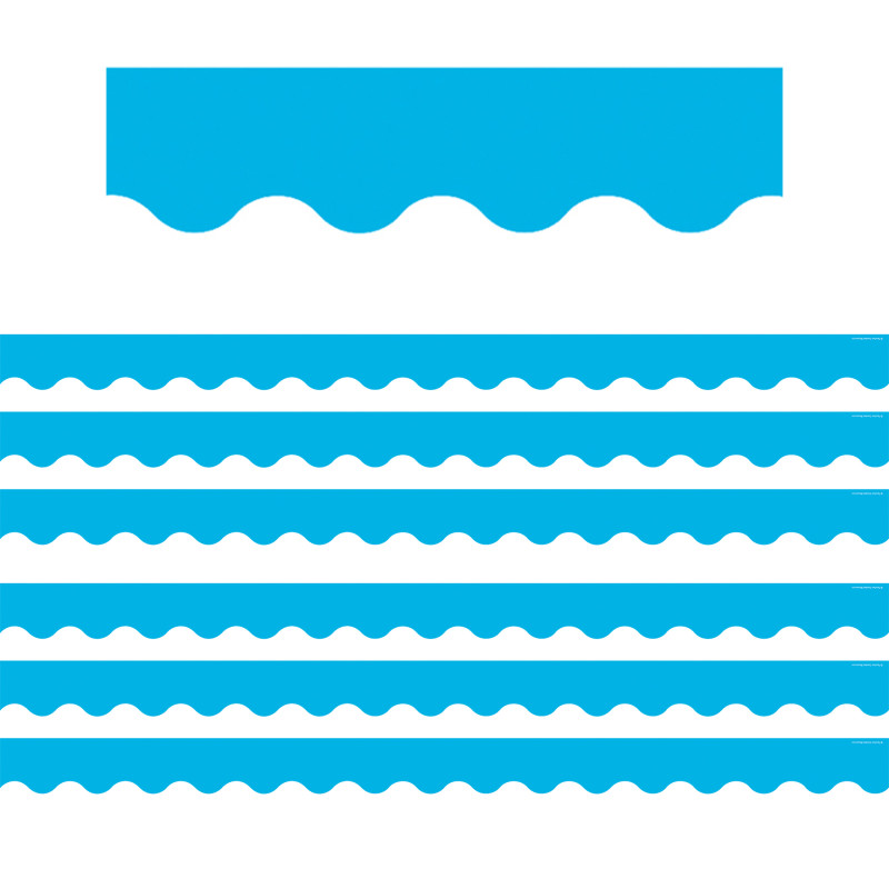 Aqua Scalloped Border Trim, 35 Feet Per Pack, 6 Packs