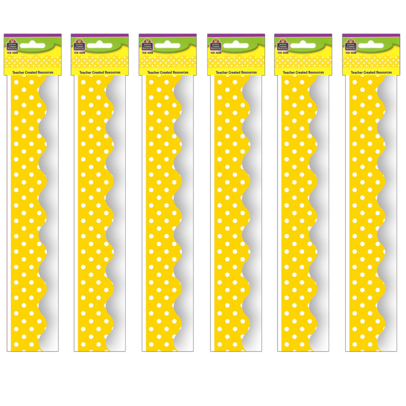 Yellow Mini Polka Dots Border Trim, 35 Feet Per Pack, 6 Packs