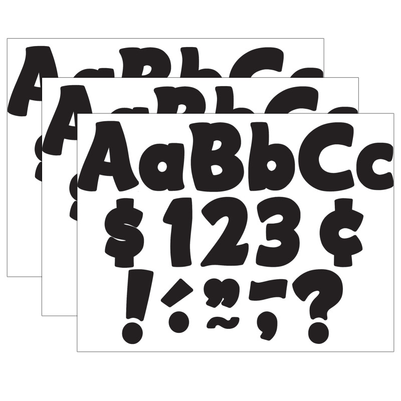 Black Funtastic 4'' Letters Combo Pack, 208 Per Pack, 3 Packs