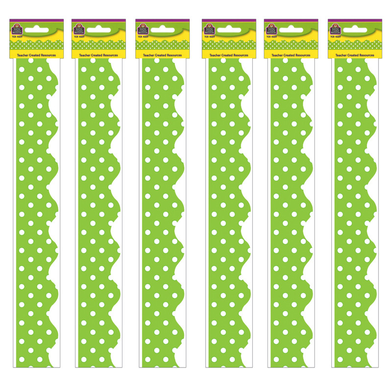 Lime Mini Polka Dots Border Trim, 35 Feet Per Pack, 6 Packs