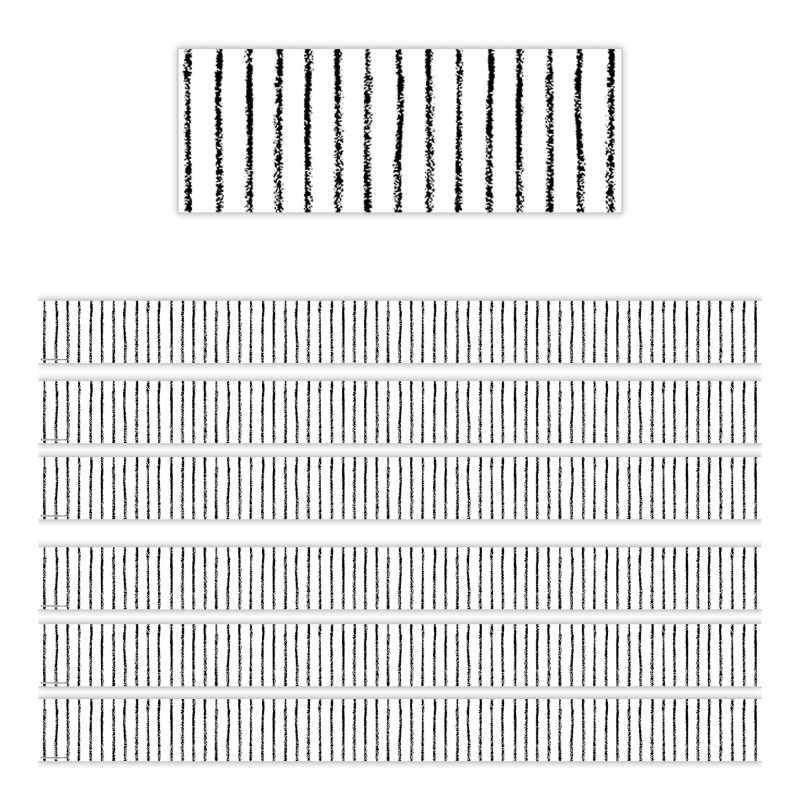 White With Black Pinstripes Straight Border Trim, 35 Feet Per Pack, 6 Packs