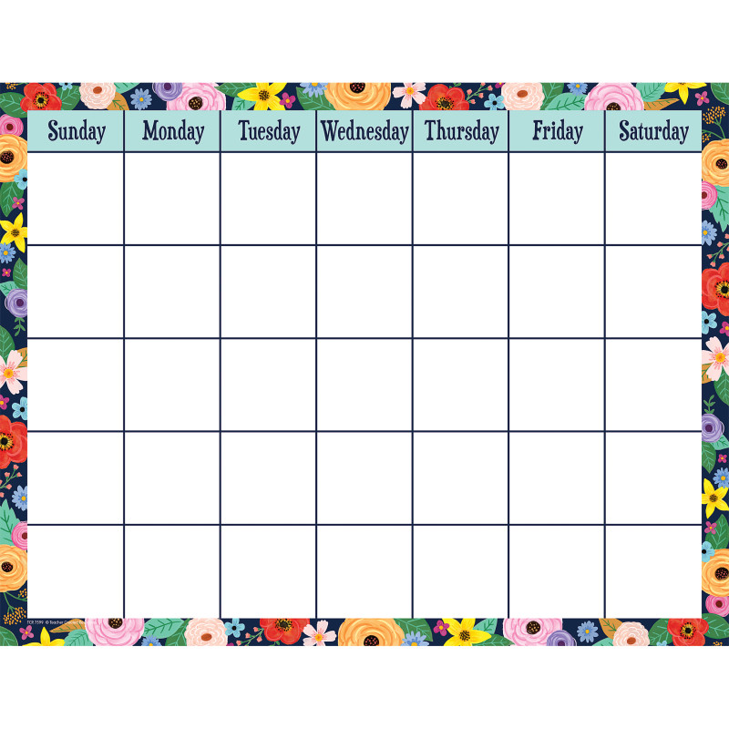 Wildflowers Calendar Chart, 17'' x 22''