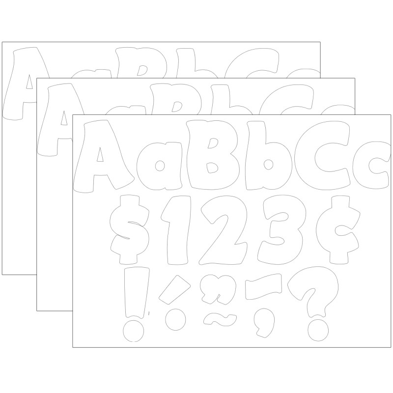 White Funtastic 4'' Letters Combo Pack, 208 Per Pack, 3 Packs