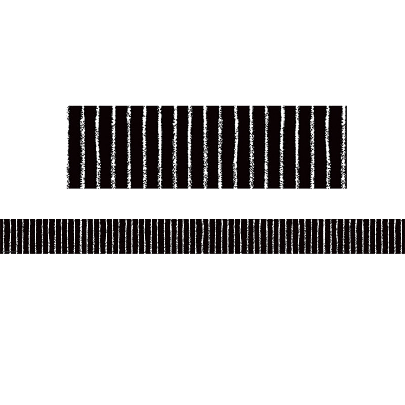Black With White Pinstripes Straight Border Trim, 35 Feet