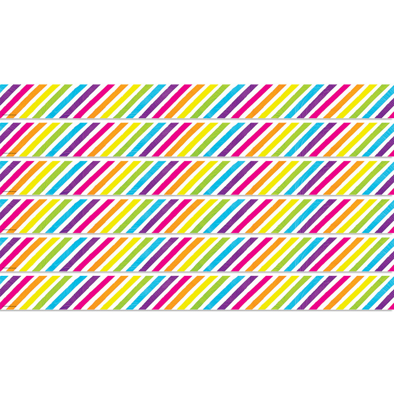 Brights 4Ever Stripes Straight Border Trim, 35 Feet Per Pack, 6 Packs