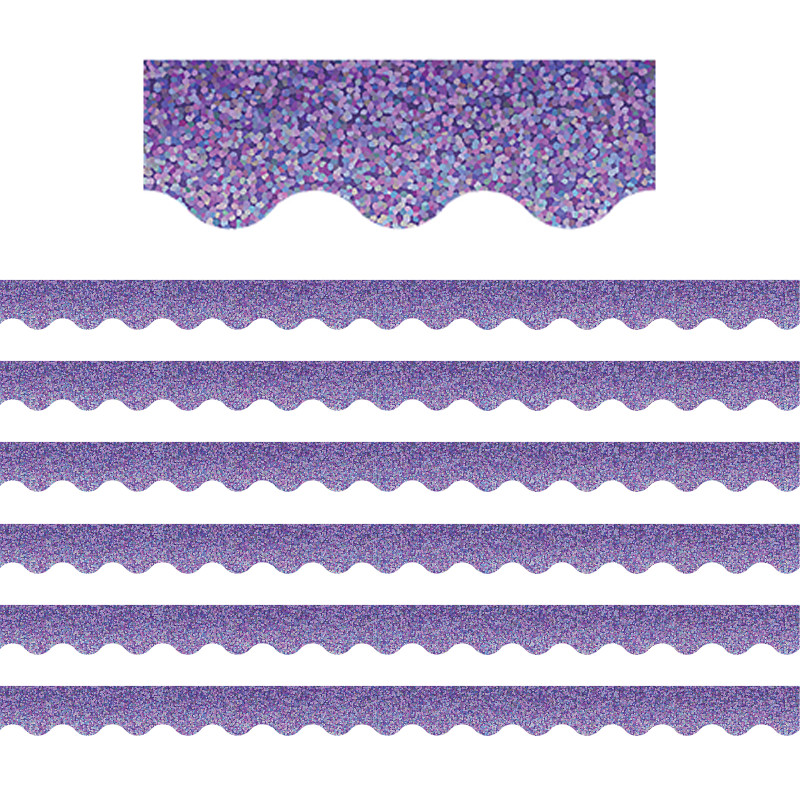Purple Sparkle Scalloped Border Trim, 35 Feet Per Pack, 6 Packs