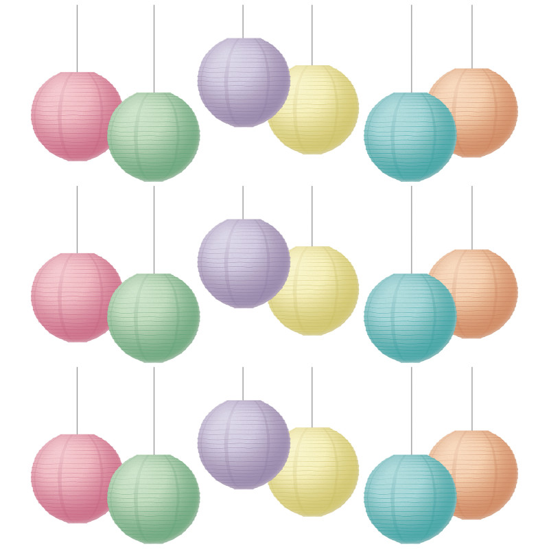 Pastel Pop 8'' Hanging Paper Lanterns, 6 Per Pack, 3 Packs