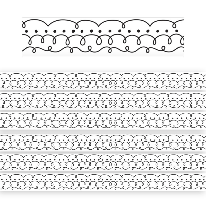 Squiggles and Dots Die-Cut Border Trim, 35 Feet Per Pack, 6 Packs