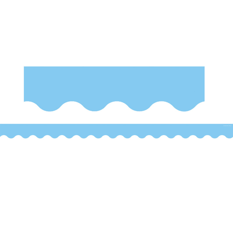 Light Blue Scalloped Border Trim, 35 Feet