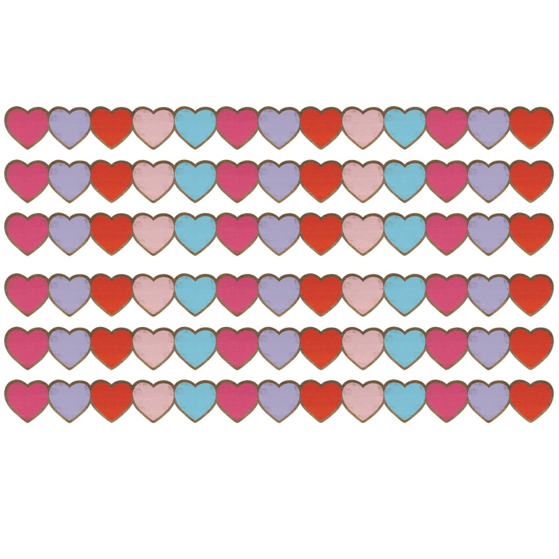 Home Sweet Classroom Hearts Die-Cut Border Trim, 35 Feet Per Pack, 6 Packs