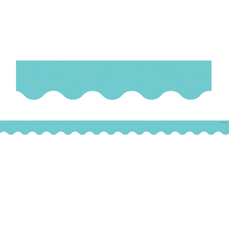 Light Turquoise Scalloped Border Trim, 35 Feet