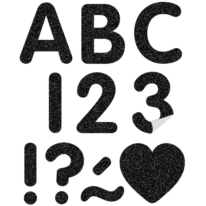 Black Glitz 2'' Self-Adhesive Letters Uppercase, 276 Pieces